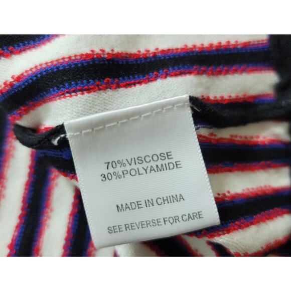 Lucy Paris White Red Blue A-Line Mini Skirt Large Flat Front Lightweight Flowy - Picture 4 of 4